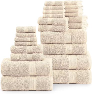 100% Egyptian Cotton 2 Hand Towels, 2 Bath Sheets 2 Bath towels 2 Face Cloth - 8 Piece 800GSM Towel Bale Towelsworld
